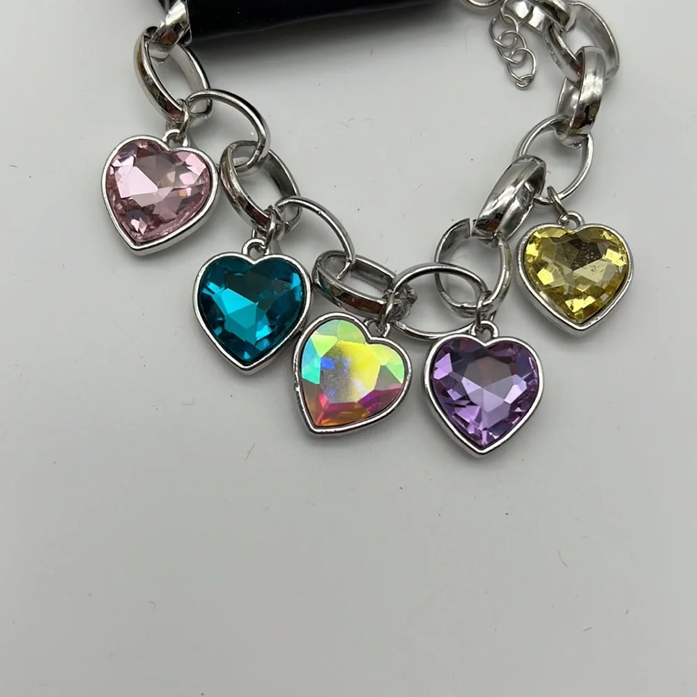 Candy Heart Charmer -Multi Color Hearts Charm Bracelet / Anklet - Picture 2 of 5